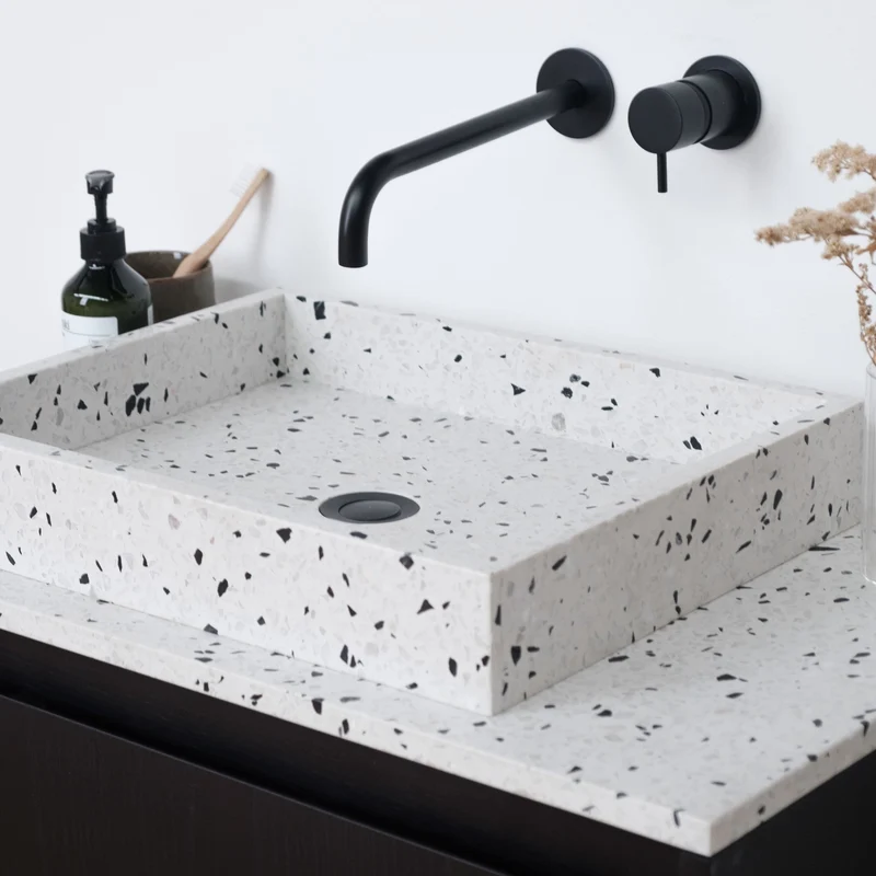 Mueble de baño de terrazo - Lavabo George - Roble negro - (80 cm) - ANN