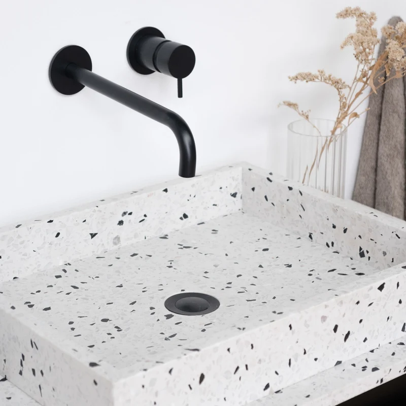 Mueble de baño de terrazo - Lavabo George - Roble negro - (80 cm) - ANN