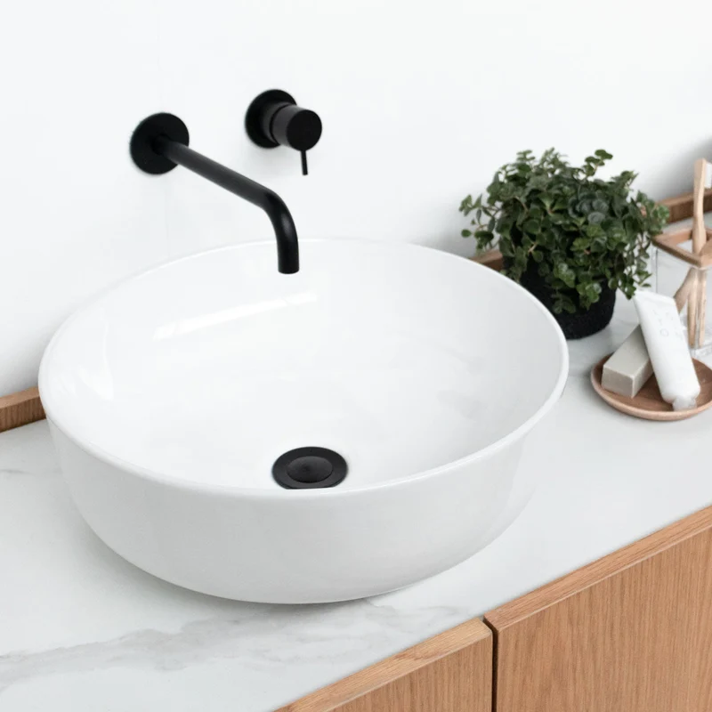 Mueble de baño escandinavo Roble - Cerámica blanca - Alexis 2 - (154cm) - Felix