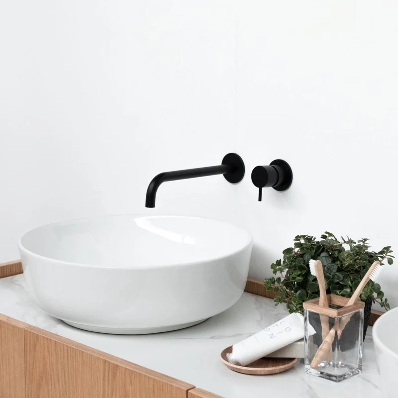 Mueble de baño escandinavo Roble - Cerámica blanca - Alexis 2 - (154cm) - Felix