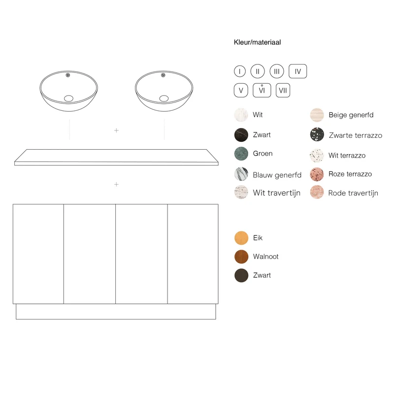 Mueble de baño escandinavo Roble - Cerámica blanca - Alexis 2 - (154cm) - Felix