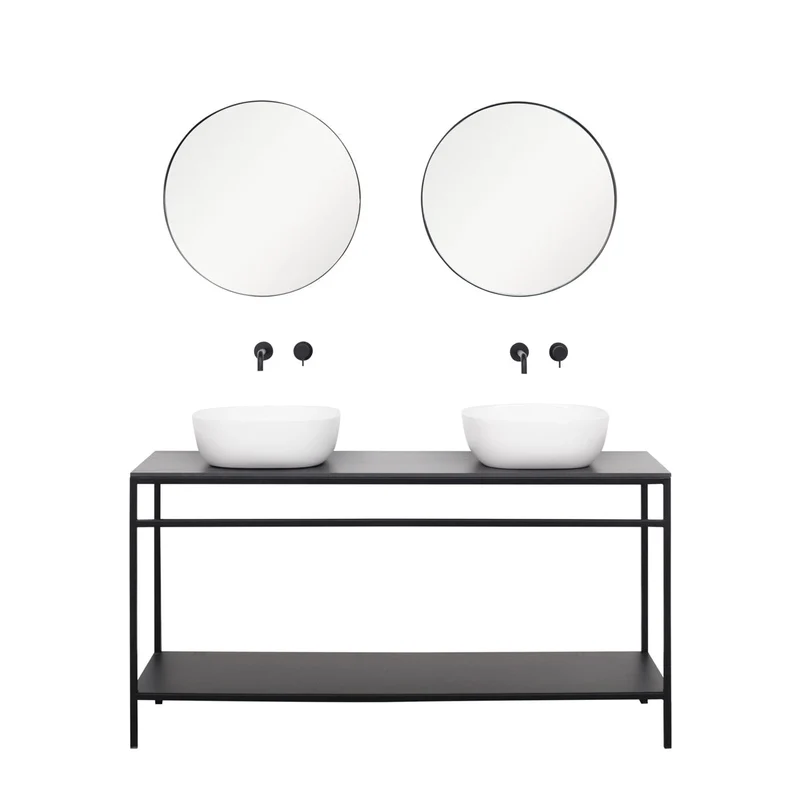 Mueble de Baño Estructura - Jules Negro - Cerámica Negra - Alexis V - 150 cm