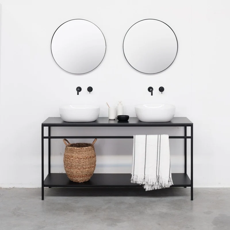 Mueble de Baño Estructura - Jules Negro - Cerámica Negra - Alexis V - 150 cm