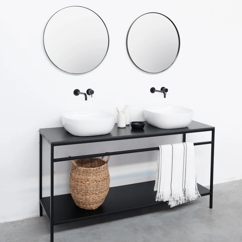 Mueble de Baño Estructura - Jules Negro - Cerámica Negra - Alexis V - 150 cm