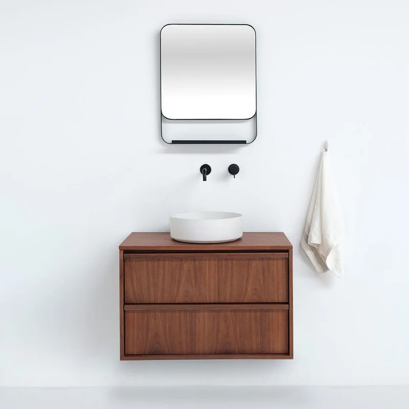 Conjunto de baño Fien Nogal - Lille Cemento blanco - 80 cm