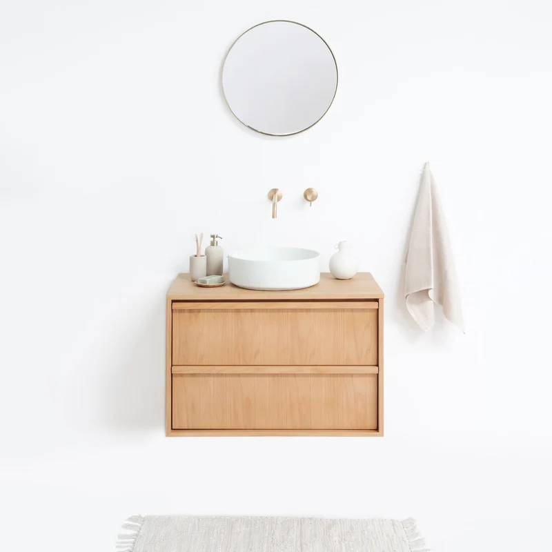 Conjunto de baño Fien Roble - Lille verde cemento - 80 cm