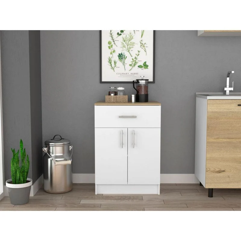 Set de 2 Organizadores Multiusos Deneb, Blanco y Café Claro, con Dos Puertas Batientes