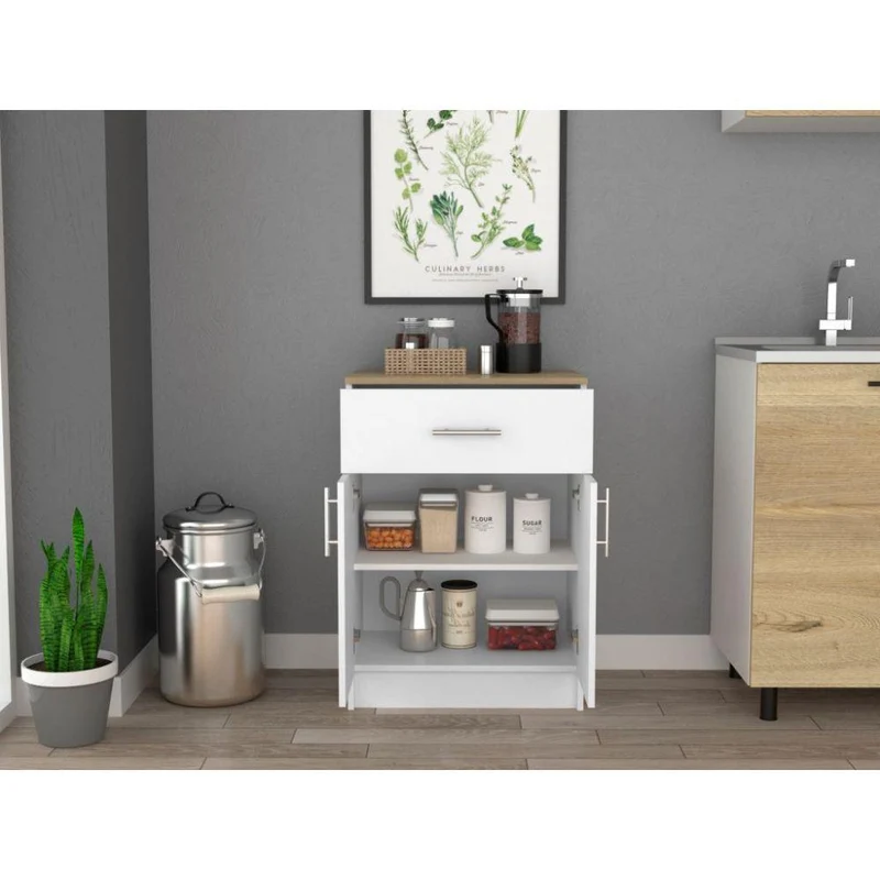 Set de 2 Organizadores Multiusos Deneb, Blanco y Café Claro, con Dos Puertas Batientes