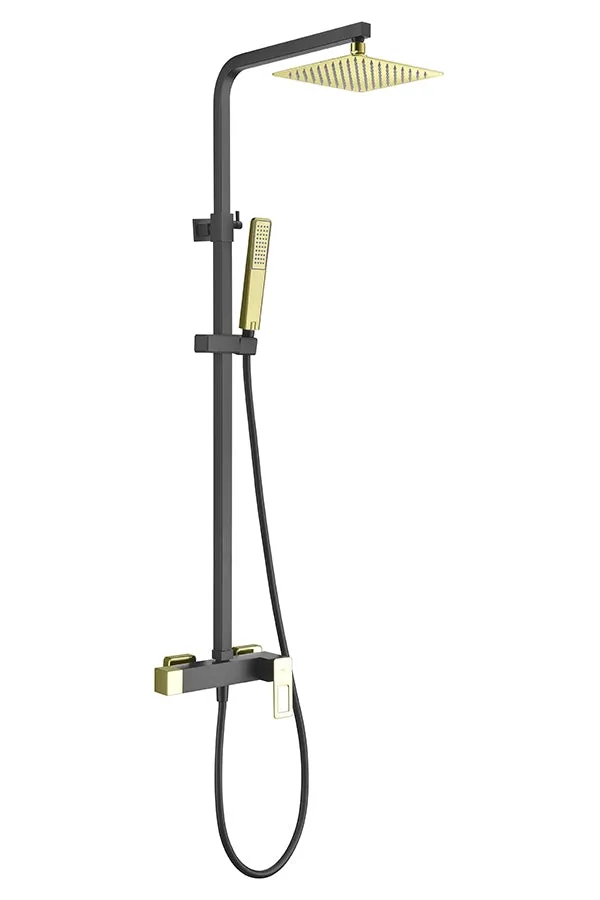 Columna Ducha Monomando Suecia Negro Oro - Imex