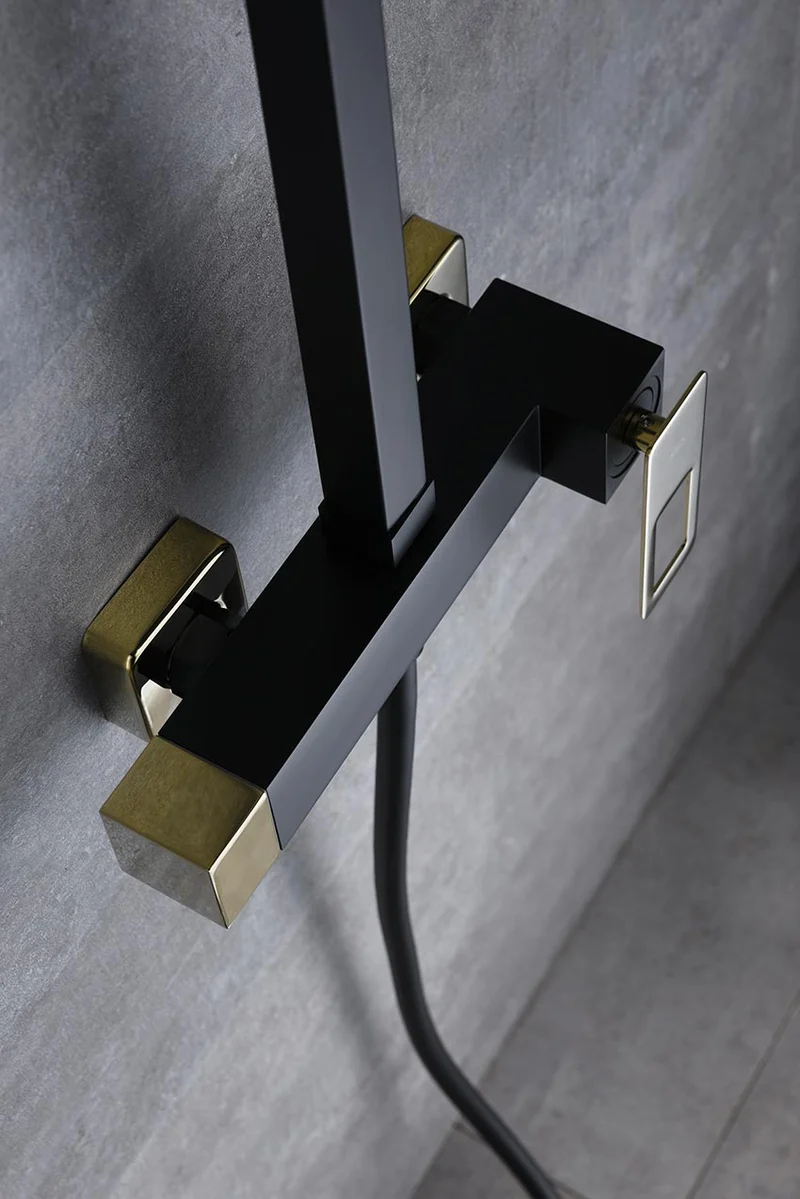 Columna Ducha Monomando Suecia Negro Oro - Imex