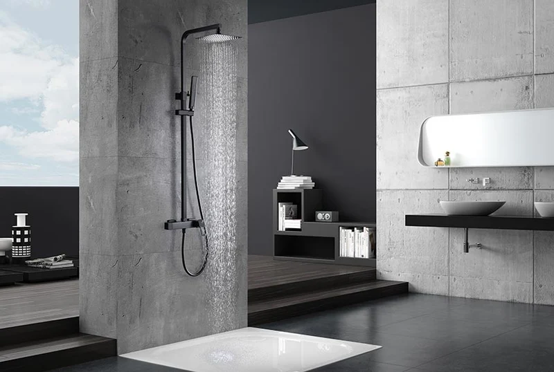Columna Ducha Monomando Suecia Negro Mate - Imex