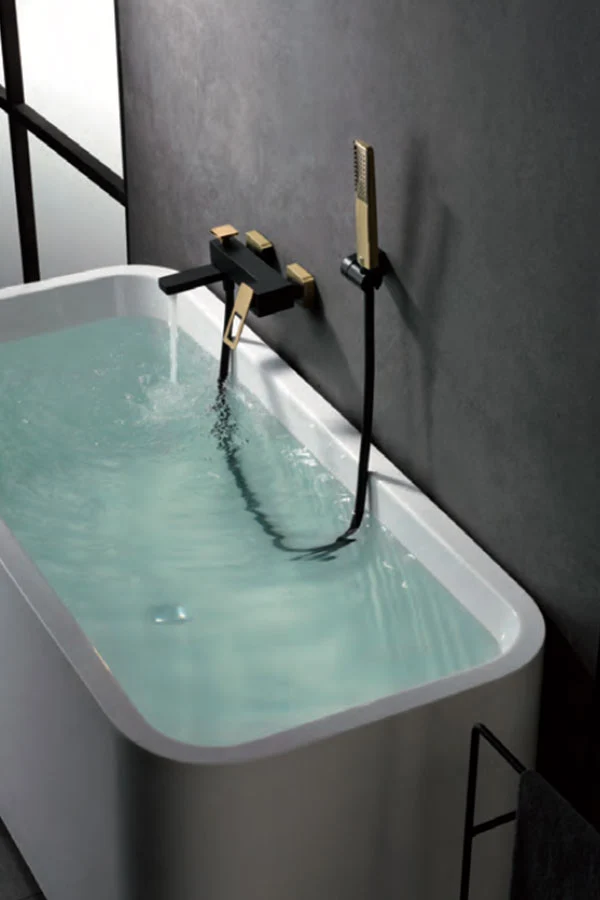 Grifería Bañera y Ducha Monomando Suecia Negro Oro - Imex