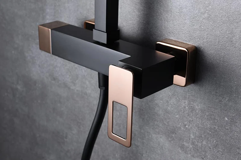 Columna Ducha Monomando Suecia Negro Oro Rosa - Imex