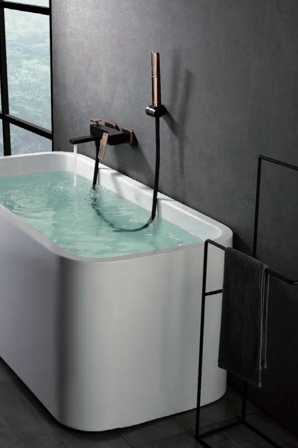 Grifería Bañera y Ducha Monomando Suecia Negro Oro Rosa - Imex