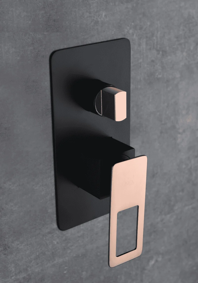 Conjunto Ducha Monomando Empotrado Suecia Negro Oro Rosa - Imex