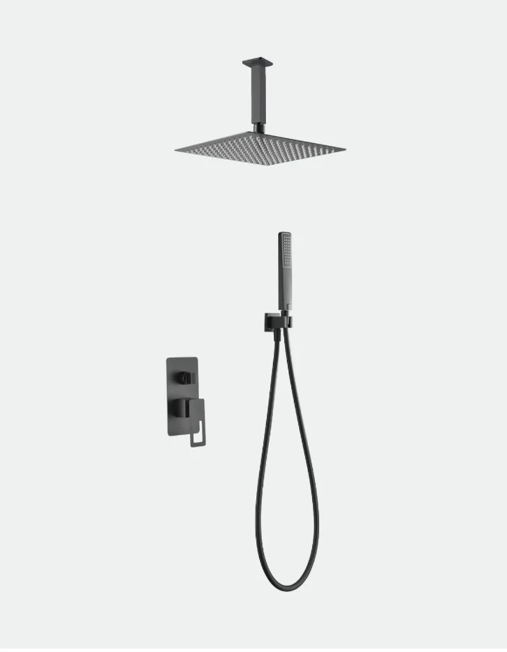 Conjunto Ducha Monomando Empotrado Estocolmo Negro Mate - Imex