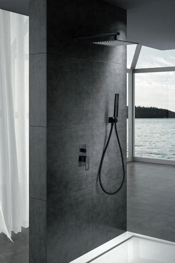 Conjunto Ducha Monomando Empotrado Suecia Negro Mate - Imex