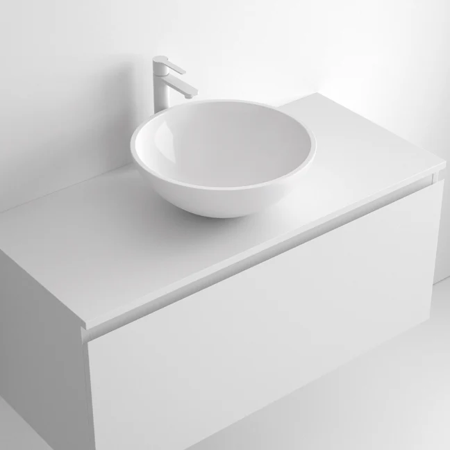 Lavabo Sobreencimera Mundi Blanco Brillo Ø40cm - Fabricación Española | Maderó Atelier