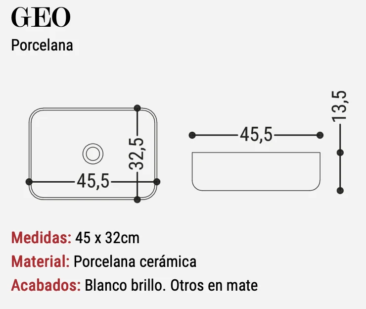 Lavabo Sobreencimera Geo 45,5x32,5cm - Fabricación Española | Maderó Atelier