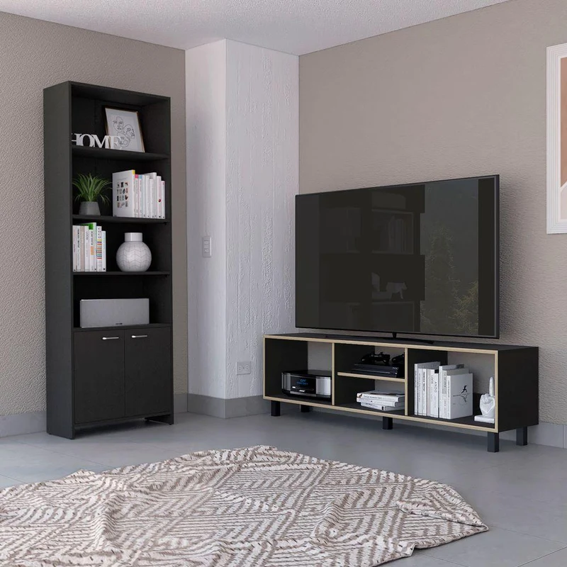Combo para Sala Naveen, Incluye Mesa para TV y Biblioteca