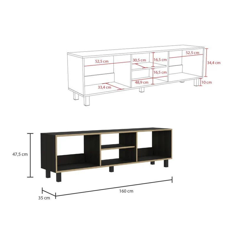 Combo para Sala Naveen, Incluye Mesa para TV y Biblioteca