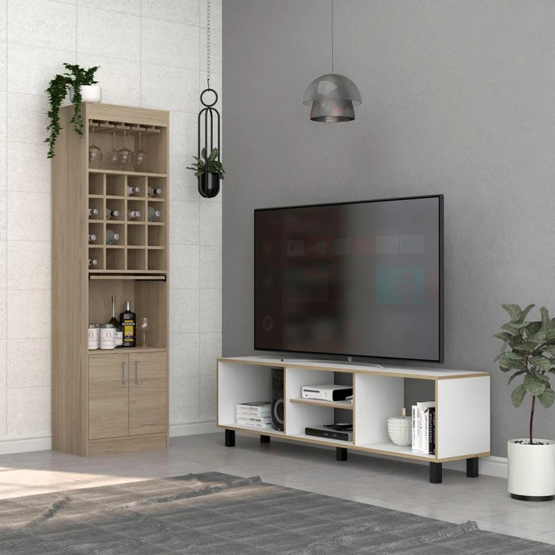 Combo para Sala Alba, Incluye Mesa para TV y Bar