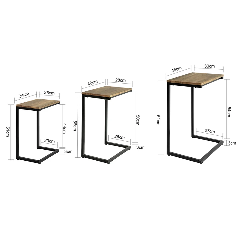 SoBuy FBT102-F Juego de 3 Mesas Auxiliares para Salón Madera