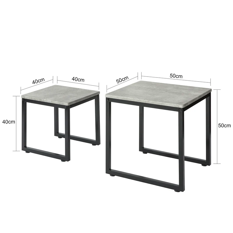 SoBuy FBT42-HG Set de 2 Mesas Auxiliares Gris