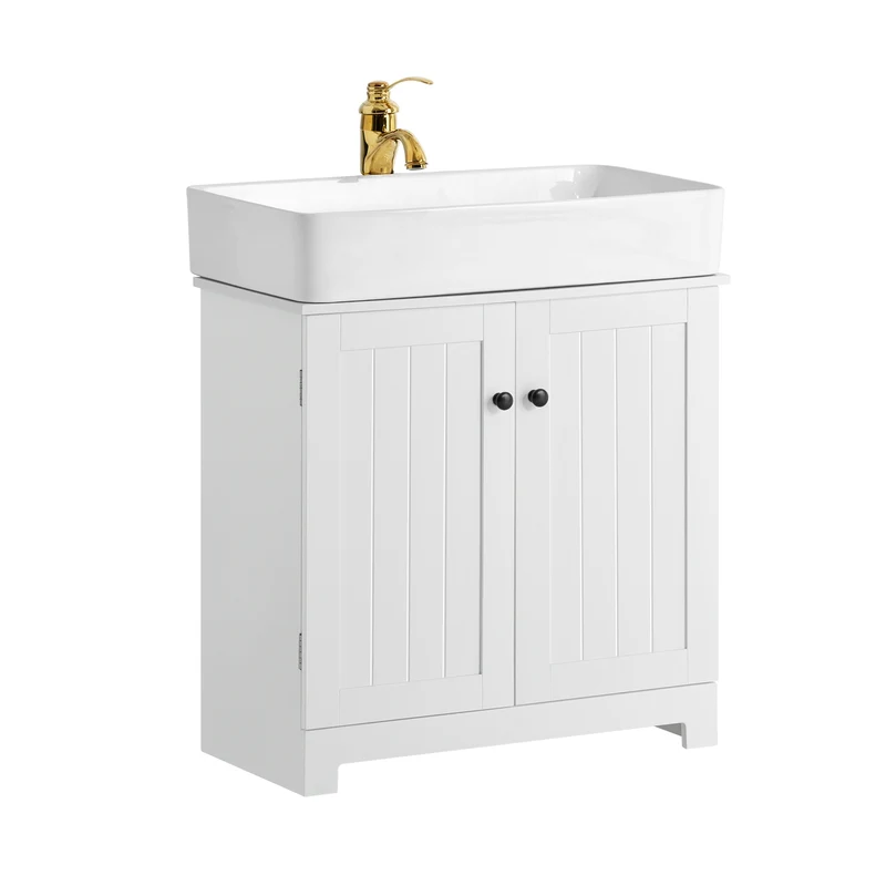 SoBuy BZR18-W Armario Lavabo con 2 Estantes Blanco