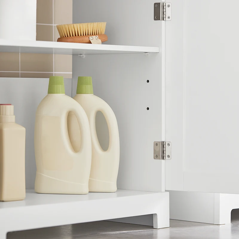 SoBuy BZR18-W Armario Lavabo con 2 Estantes Blanco