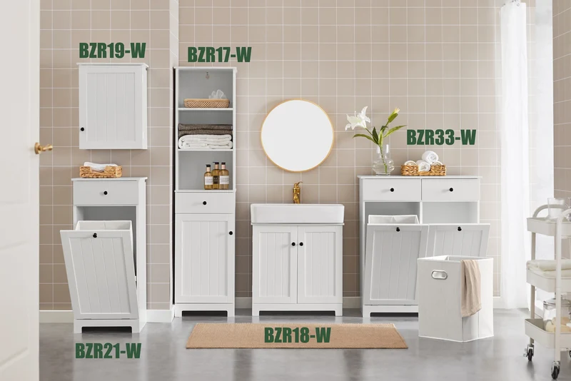 SoBuy BZR18-W Armario Lavabo con 2 Estantes Blanco