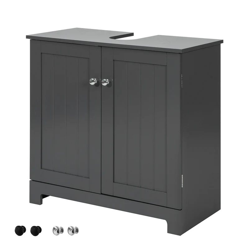 SoBuy BZR18-DG Armario Lavabo con 2 Estantes Gris