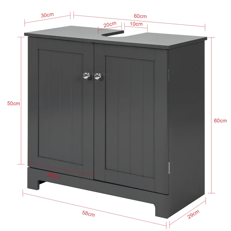SoBuy BZR18-DG Armario Lavabo con 2 Estantes Gris