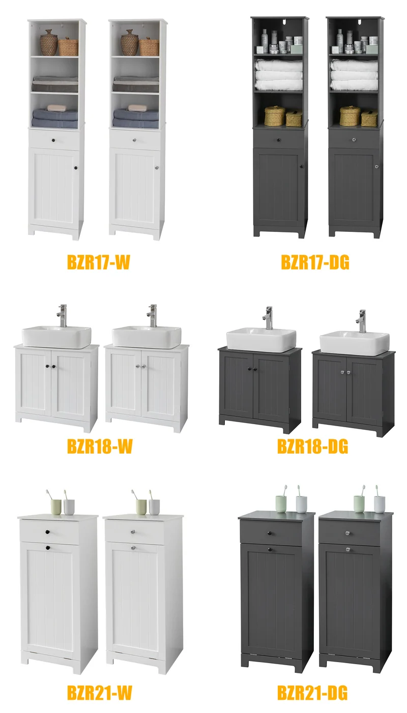 SoBuy BZR17-DG Mueble Columna de Baño con 1 Puerta y 3 Estantes y 1 cajón Gris