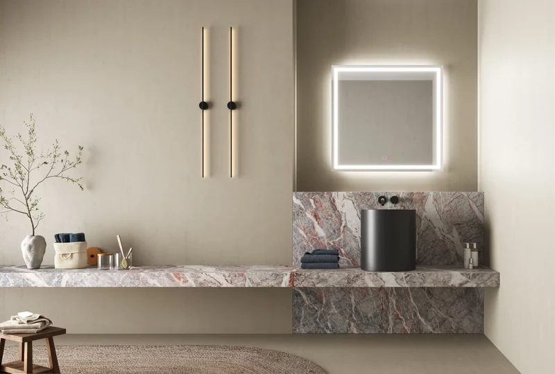 Espejo Baño Cuadrado LED Luz Frontal Holanda - Ledimex | Antivaho 6.500K