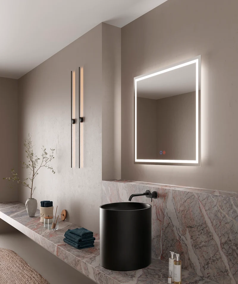 Espejo Baño Cuadrado LED Luz Frontal Holanda - Ledimex | Antivaho 6.500K