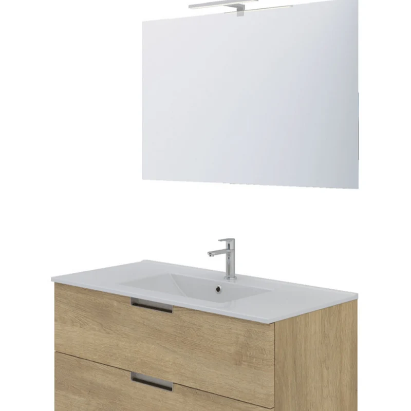 Pack Baño Evora 80cm - Mueble + Lavabo + Espejo + Luz LED | Maderó Atelier