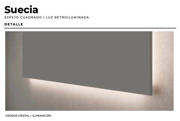 Espejo Baño Cuadrado LED Retroiluminado Suecia - Ledimex | Luz Fría 6.500K