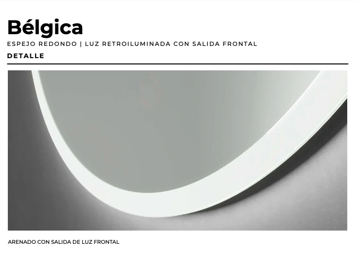 Espejo Baño Redondo LED Luz Frontal Bélgica - Ledimex | 6.500K Sin Marco