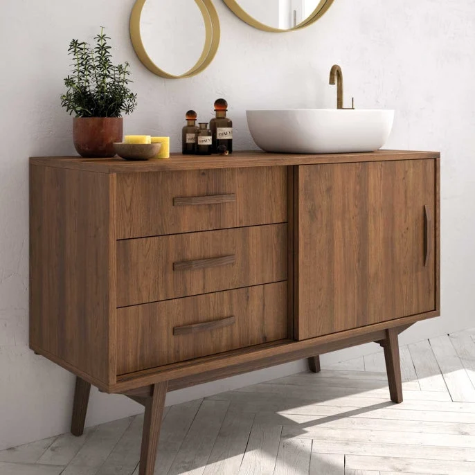 Mueble Baño Velvet 80cm - 1 Puerta + 3 Cajones | Patas Vintage Opcionales | Maderó Atelier