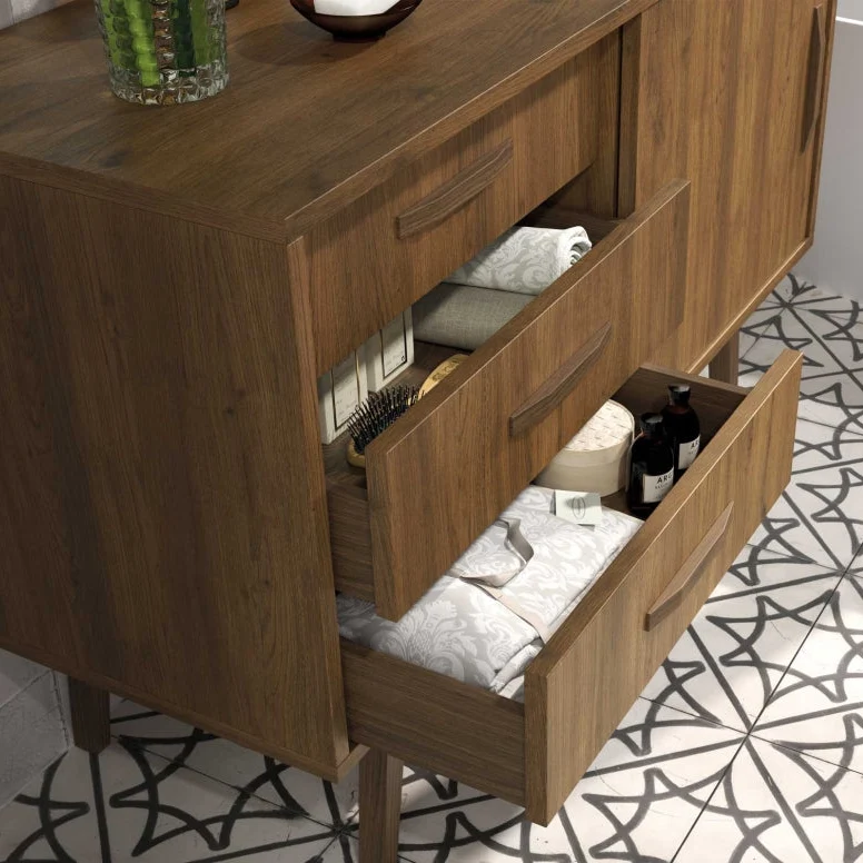 Mueble Baño Velvet 80cm - 1 Puerta + 3 Cajones | Patas Vintage Opcionales | Maderó Atelier