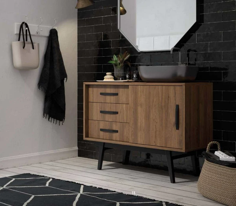 Mueble Baño Velvet 80cm - 1 Puerta + 3 Cajones | Patas Vintage Opcionales | Maderó Atelier