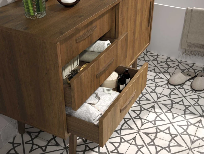 Mueble Baño Velvet 120cm - 1 Puerta + 3 Cajones | Patas Vintage Opcionales | Maderó Atelier