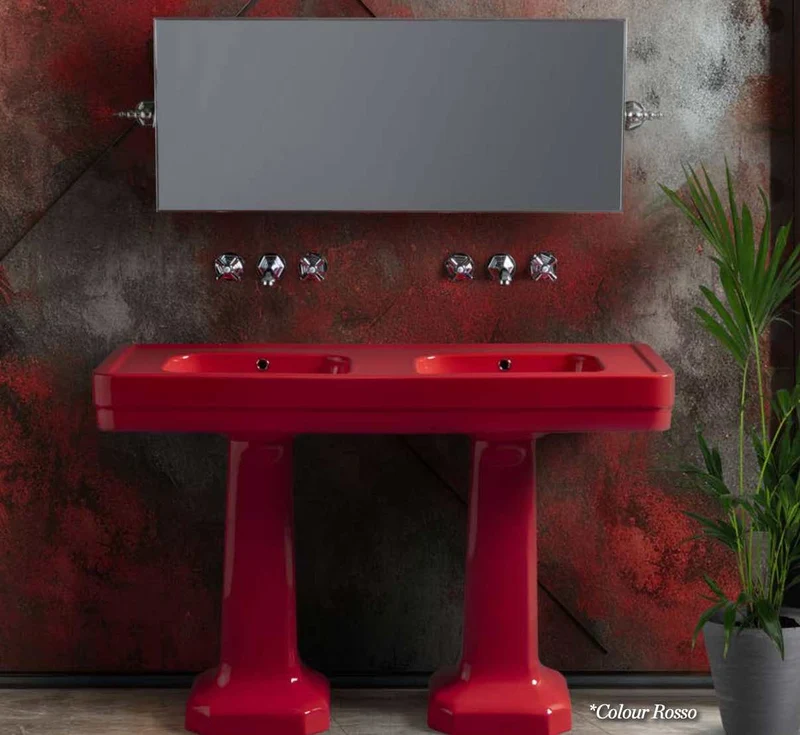 Lavabo Extragrande Doble Seno con Doble Pedestal Provence 900 - Balneo Toscia Estilo Clásico