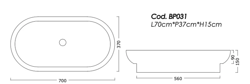 Lavabo Sobreencimera Oval 70cm - Balneo Toscia Estilo Moderno