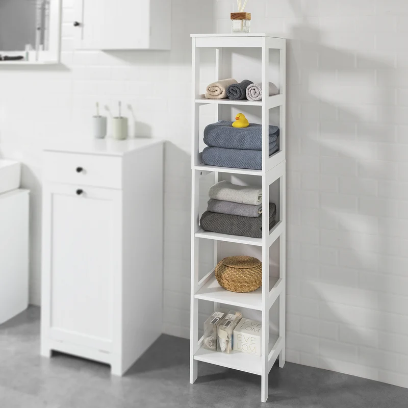 SoBuy BZR14-W Estanterías de Baño con 5 Estantes Blanco