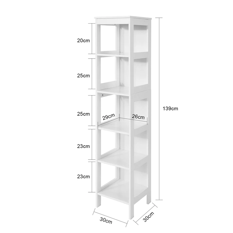 SoBuy BZR14-W Estanterías de Baño con 5 Estantes Blanco