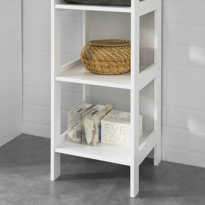 SoBuy BZR14-W Estanterías de Baño con 5 Estantes Blanco