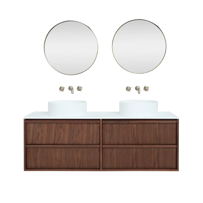 Conjunto de baño Fien 150 nogal - Sims Solid Surface
