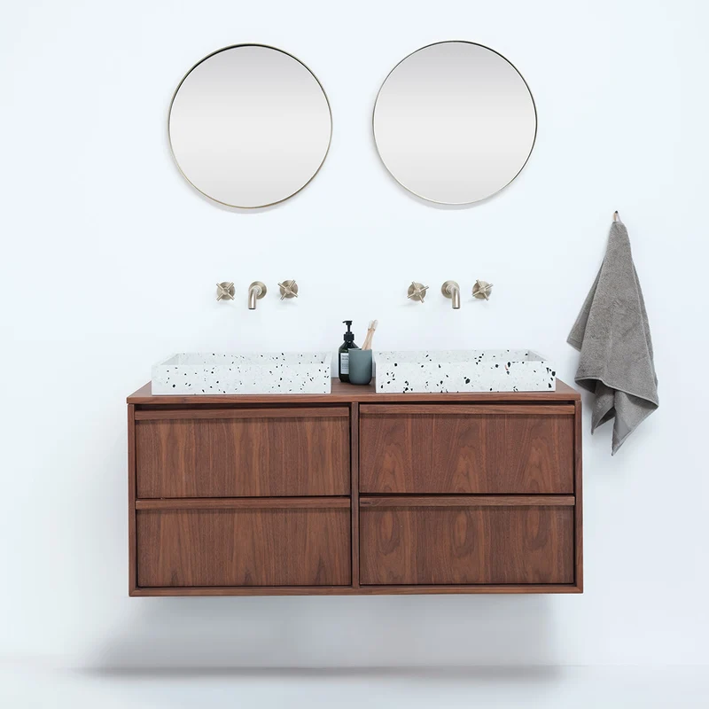 Mueble de baño de terrazo en nogal - 120 cm - Fien